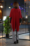 V Neck Red Tricot Poncho