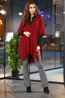 V Neck Red Tricot Poncho