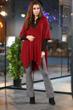 V Neck Red Tricot Poncho