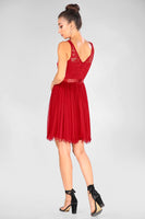 Pearled Red Short Dress