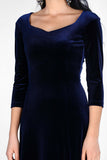 Women's Short Dark Navy Blue Velvet Dress