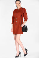 Women's Short Buttoned Front Tile Red Dress