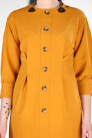 Women's Short Buttoned Front Mustard Dress