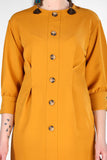 Women's Short Buttoned Front Mustard Dress