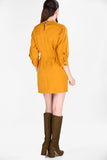 Women's Short Buttoned Front Mustard Dress