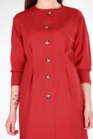 Women's Short Buttoned Front Red Dress