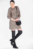 Women's Short Buttoned Front Leopard Dress